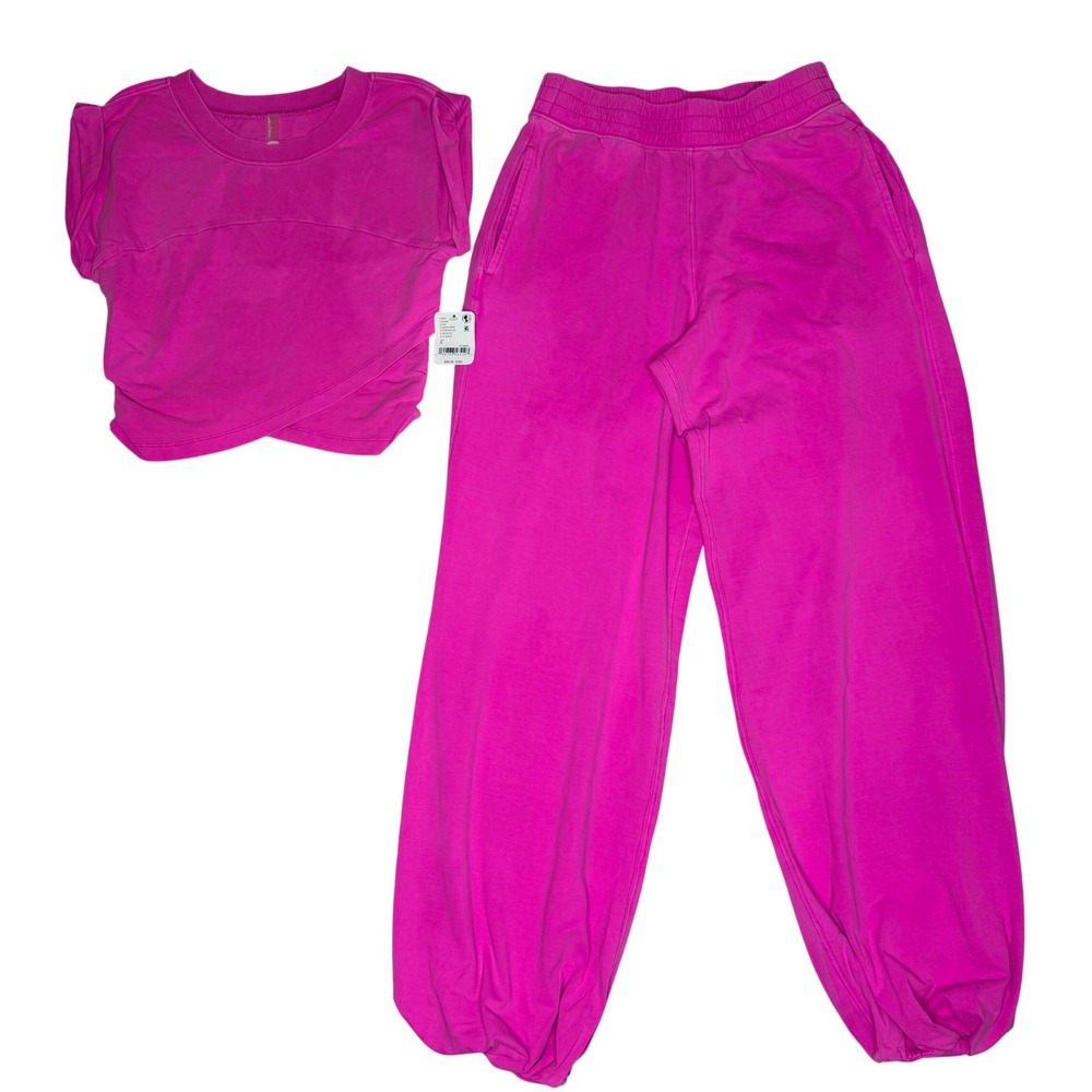 NWT FP Movement Free People Hot Shot Crossover Set Candy Pink Size Small